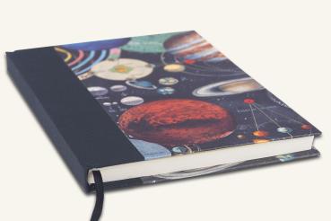 Preview: Notebook motif Pegasus, blue linen spine, ribbon bookmark